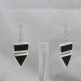 Natural Stingray Leather Silver Earrings