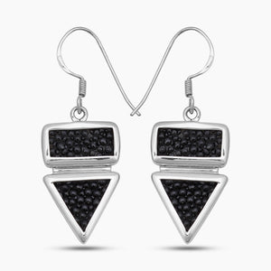 Natural Stingray Leather Silver Earrings