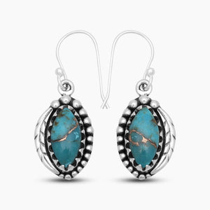 925 Silver Blue Copper Turquoise Earrings