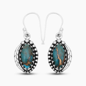 925 Silver Blue Copper Turquoise Earrings