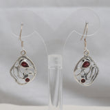 Natural Garnet Silver Earrings