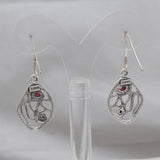 Natural Garnet Silver Earrings