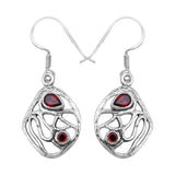 Natural Garnet Silver Earrings