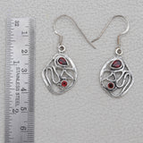 Natural Garnet Silver Earrings