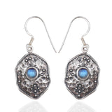 Rainbow Moonstone Silver Earrings