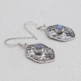 Rainbow Moonstone Silver Earrings