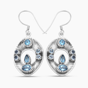 925 Sterling Silver Blue Topaz Earrings