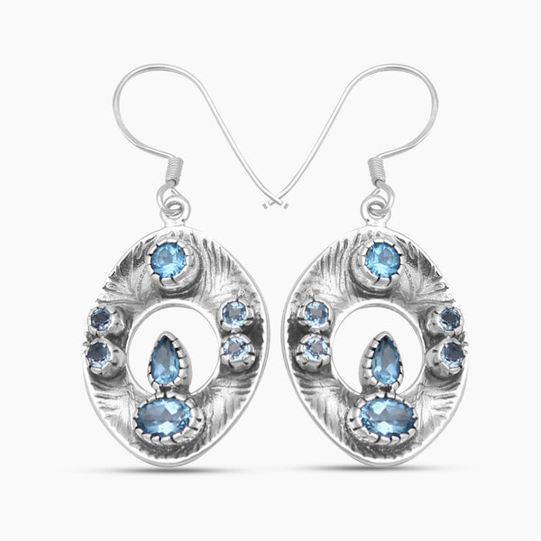 925 Sterling Silver Blue Topaz Earrings