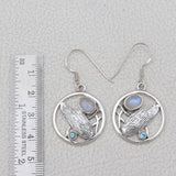 Rainbow Moonstone Silver Earrings