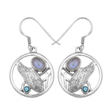 Rainbow Moonstone Silver Earrings