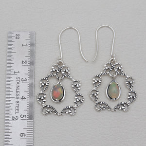 925 Sterling Silver Ethiopian Opal Earrings