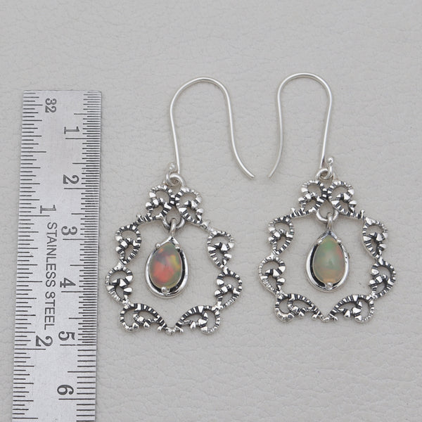 925 Sterling Silver Ethiopian Opal Earrings