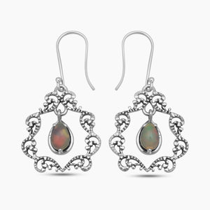 925 Sterling Silver Ethiopian Opal Earrings