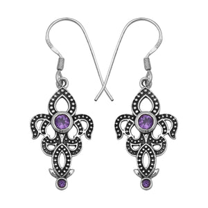 Natural Amethyst Silver Earrings