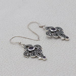 Natural Amethyst Silver Earrings