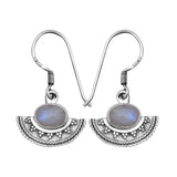 Natural Rainbow Moonstone Silver Earrings