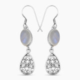 Rainbow Moonstone Silver Earrings