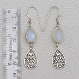 Rainbow Moonstone Silver Earrings