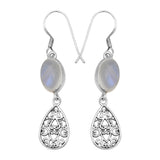 Rainbow Moonstone Silver Earrings