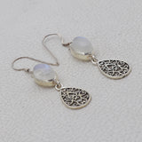 Rainbow Moonstone Silver Earrings