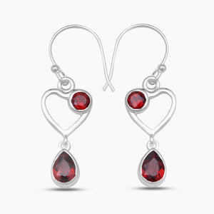 Garnet Silver Earrings