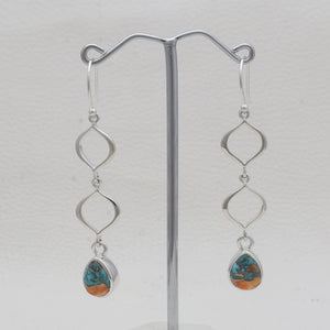 Turquoise Spiny Oyster Silver Earrings