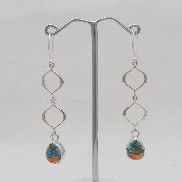 Turquoise Spiny Oyster Silver Earrings