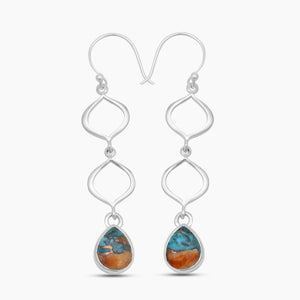 Turquoise Spiny Oyster Silver Earrings