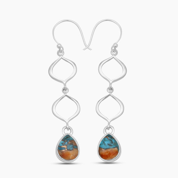 Turquoise Spiny Oyster Silver Earrings