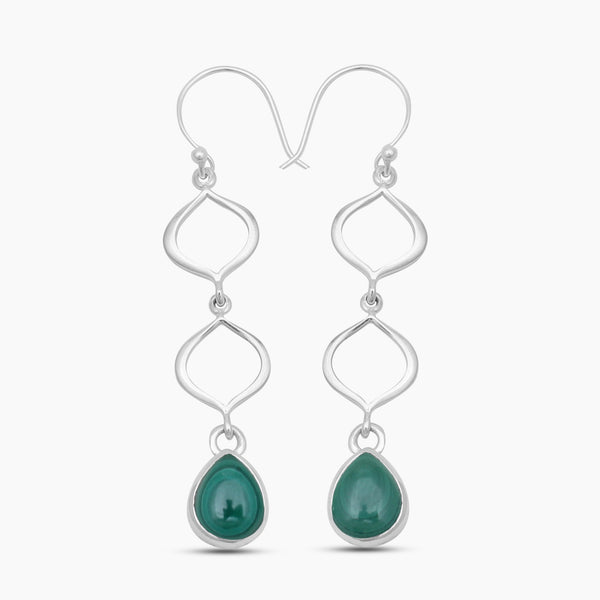 Malachite Silver Earrings