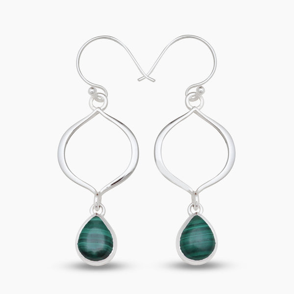 Malachite Silver Earrings