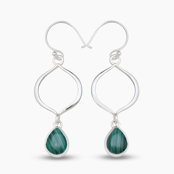 Malachite Silver Earrings