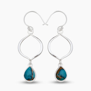 Blue Copper Turquoise Silver Earrings