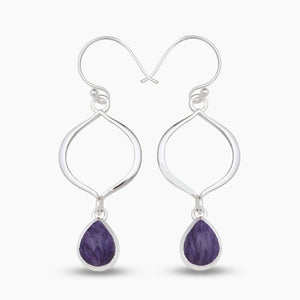 925 Sterling Silver Charoite Earrings