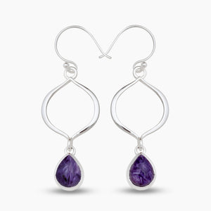 925 Sterling Silver Charoite Earrings