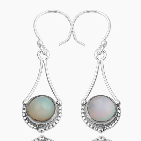 Natural Ethiopian Opal Silver Earrings