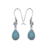 Natural Larimar Silver Earrings