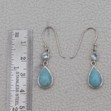 Natural Larimar Silver Earrings