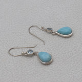 Natural Larimar Silver Earrings