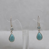 Natural Larimar Silver Earrings