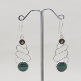 Malachite & Smoky Swirly Dangle Earrings