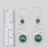 Malachite & Smoky Swirly Dangle Earrings