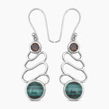 Malachite & Smoky Swirly Dangle Earrings