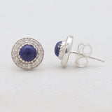 Labradorite & Peridot Silver Studs Earrings