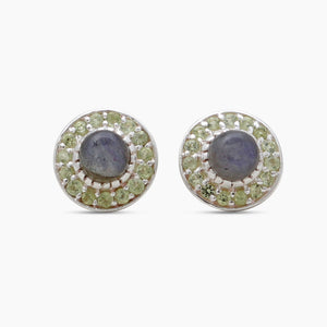 Labradorite & Peridot Silver Studs Earrings