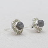 Labradorite & Peridot Silver Studs Earrings