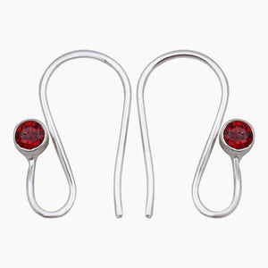 Natural Garnet Silver Earrings