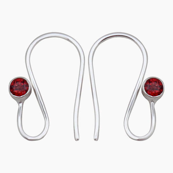 Natural Garnet Silver Earrings