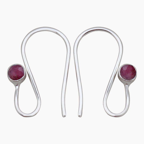 Natural Garnet Silver Earrings