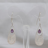 Natural Amethyst Silver Earring